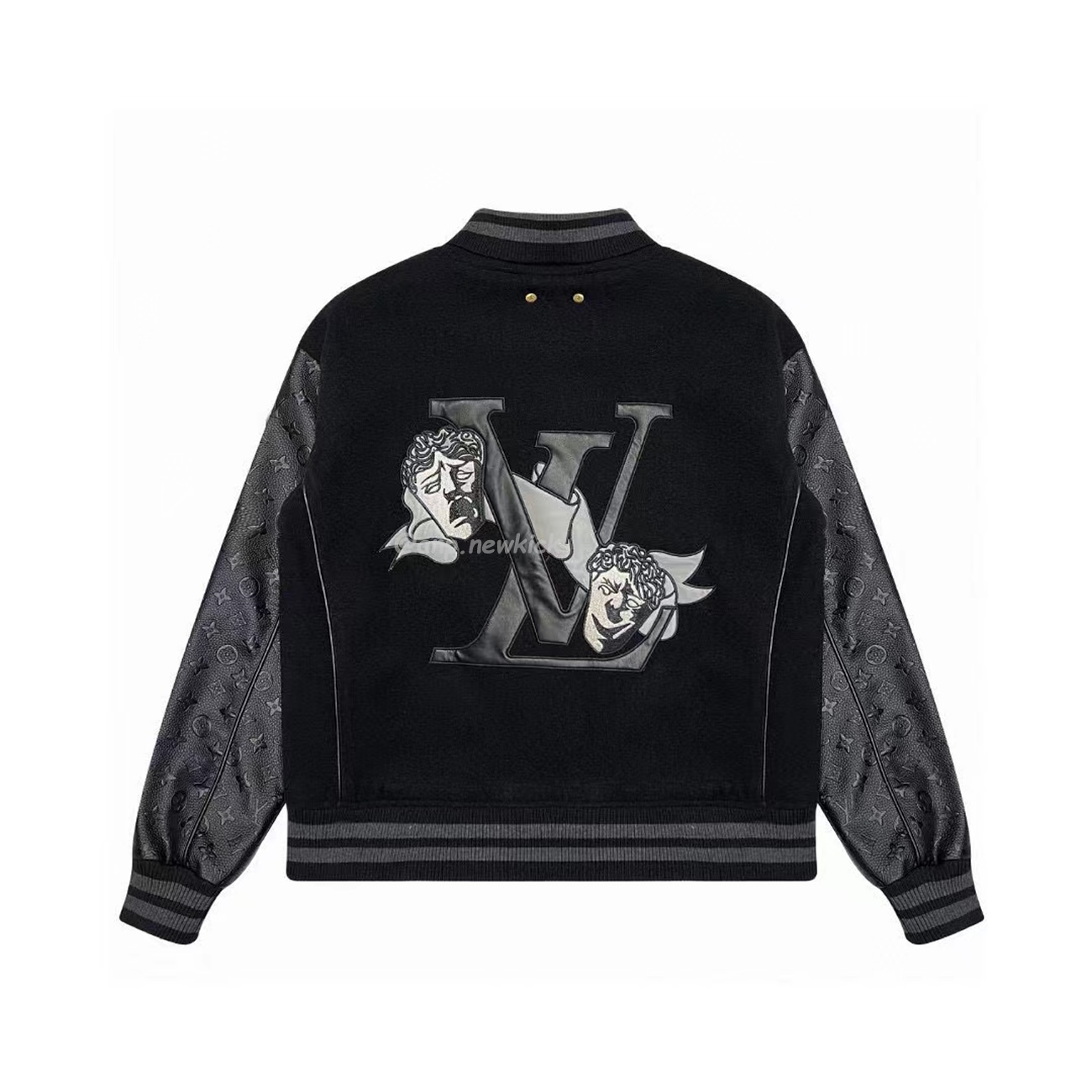 Louis Vuitton Dark Clown Reversible Men Panel Leather Baseball Jersey (2) - newkick.vip